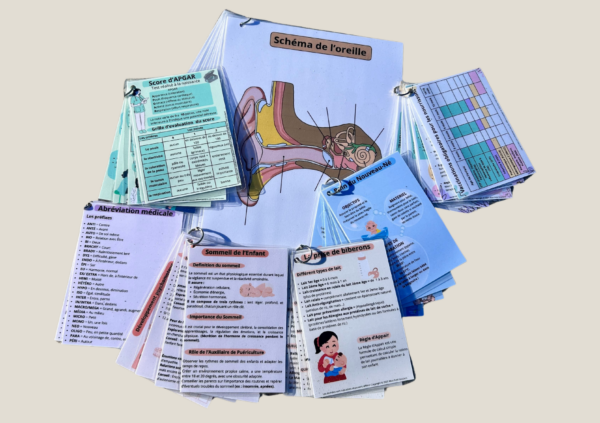 Pack Tout en Un pour auxiliaires de puériculture - Fiches pédagogiques complètes sur soins, anatomie, nutrition, développement de l'enfant et plus.